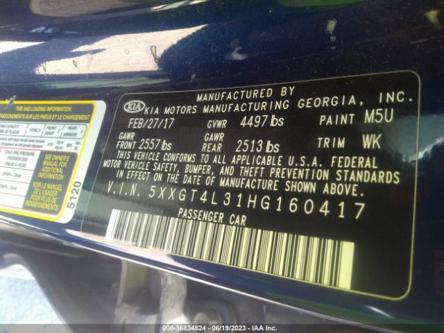 5XXGT4L31HG160417 KIA Optima Lx