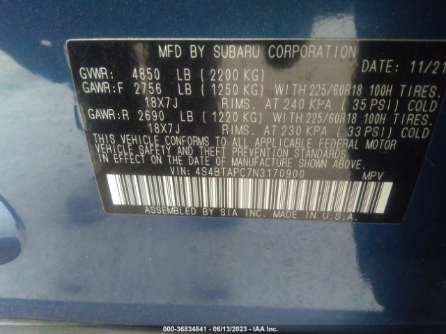4S4BTAPC7N3170900 Subaru Outback Touring