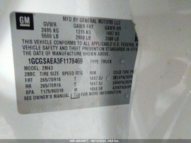 Chevrolet Colorado 2wd Wt 2015 1GCGSAEA3F1178469 Image 16