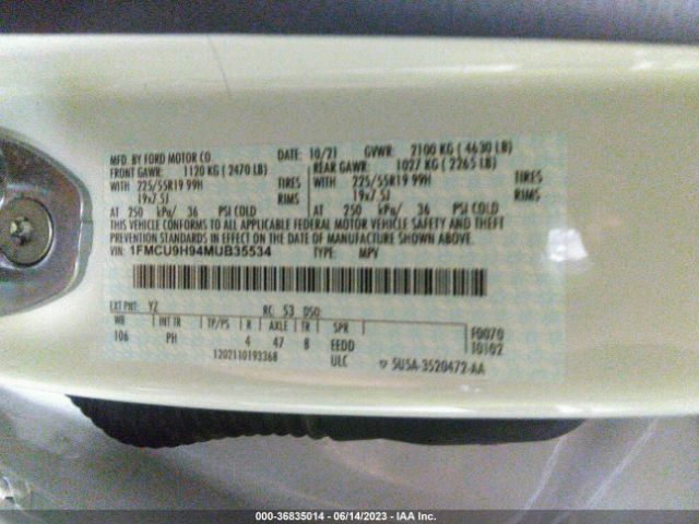 1FMCU9H94MUB35534 Ford ESCAPE SEL