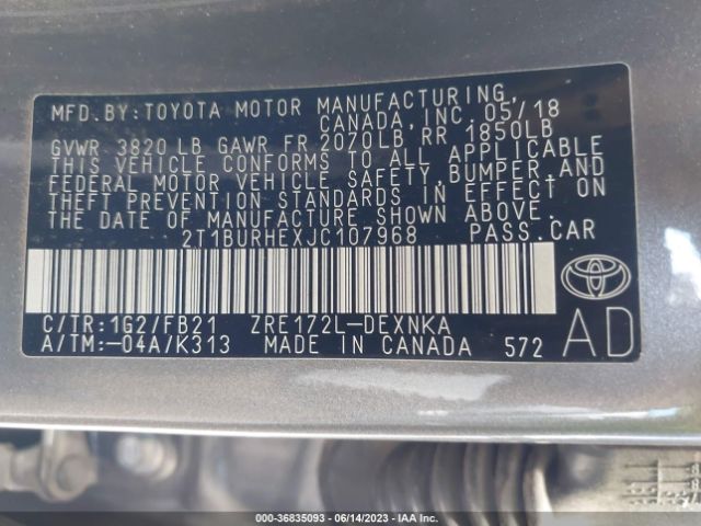 Toyota Corolla L/le/xle/se/xse 2018 2T1BURHEXJC107968 Image 16