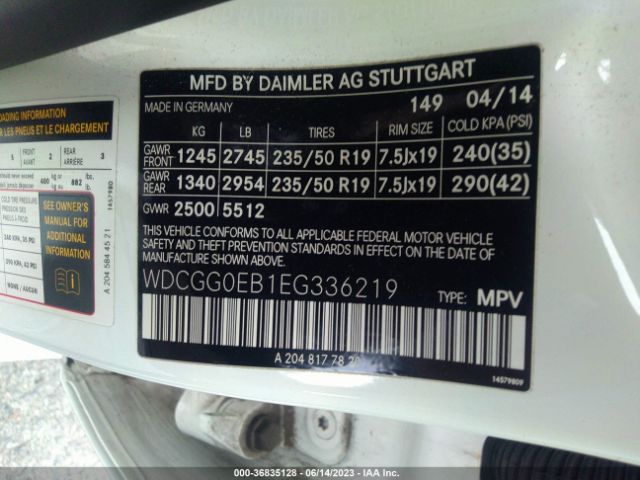 WDCGG0EB1EG336219 Mercedes-Benz Glk-class Glk 250 Bluetec