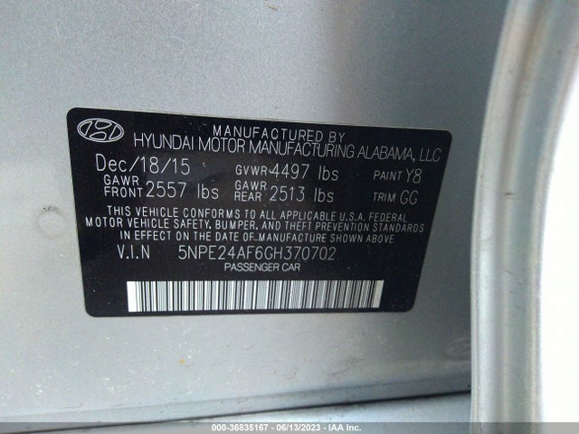 Hyundai Sonata 2.4l Se 2016 5NPE24AF6GH370702 Image 14