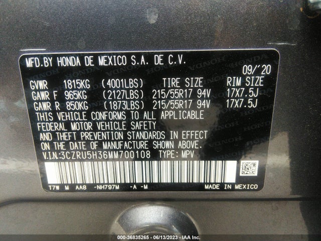 Honda HR-V LX 2021 3CZRU5H36MM700108 Image 15