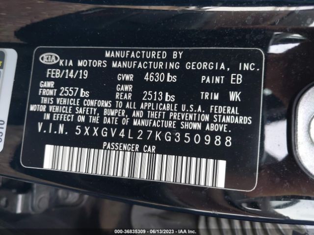 5XXGV4L27KG350988 KIA OPTIMA SX