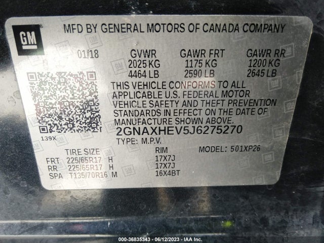 Chevrolet EQUINOX LS 2018 2GNAXHEV5J6275270 Image 15