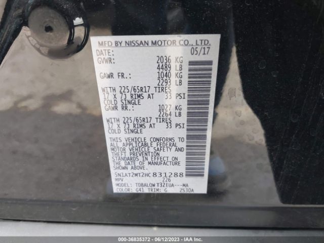 5N1AT2MT2HC831288 Nissan ROGUE SV