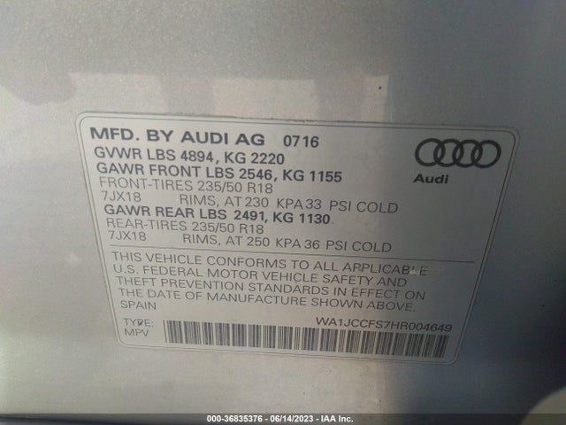 WA1JCCFS7HR004649 Audi Q3 Premium Plus