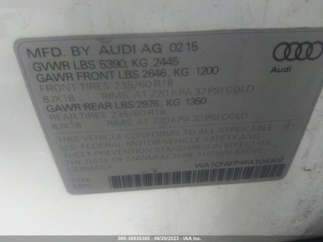WA1CFAFP4FA104302 Audi Q5 PREMIUM