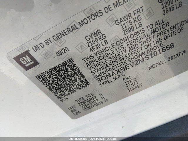 Chevrolet EQUINOX LS 2021 3GNAXSEV2MS101658 Image 9