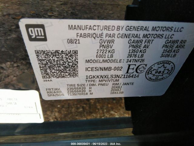 1GKKNXLS3NZ116414 GMC Acadia Denali