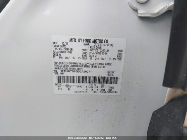 1FM5K7D85EGA90071 Ford EXPLORER XLT