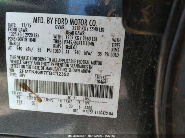 2FMTK4G97FBC12352 Ford EDGE SE