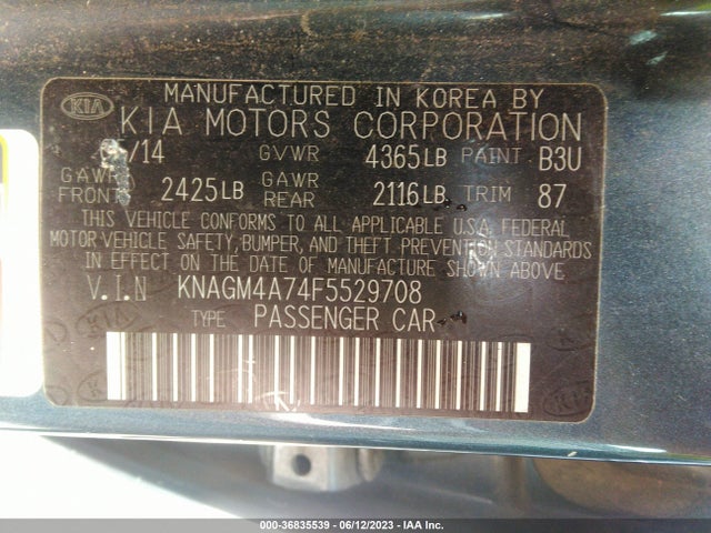 KIA Optima Lx 2015 KNAGM4A74F5529708 Image 9