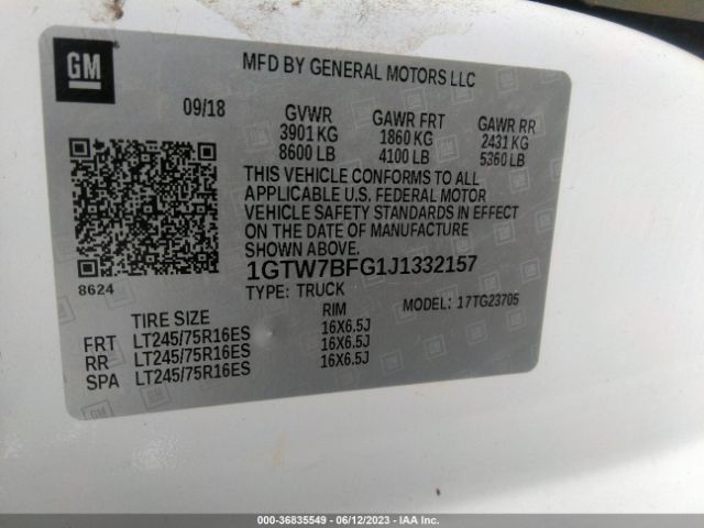 1GTW7BFG1J1332157 GMC SAVANA CARGO VAN