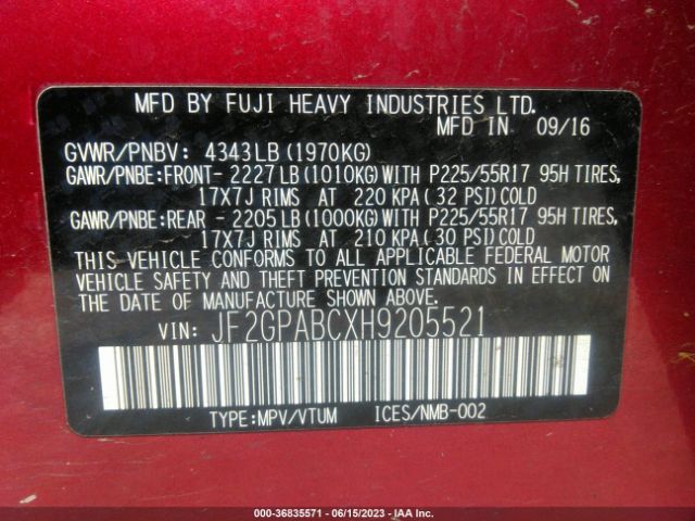 JF2GPABCXH9205521 Subaru Crosstrek Premium