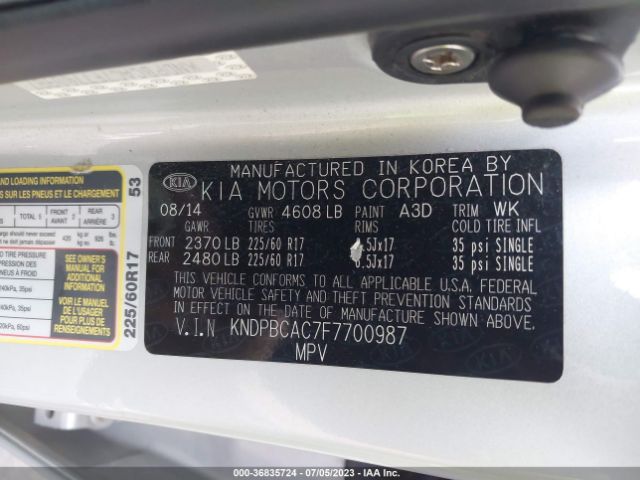 KNDPBCAC7F7700987 KIA Sportage Lx