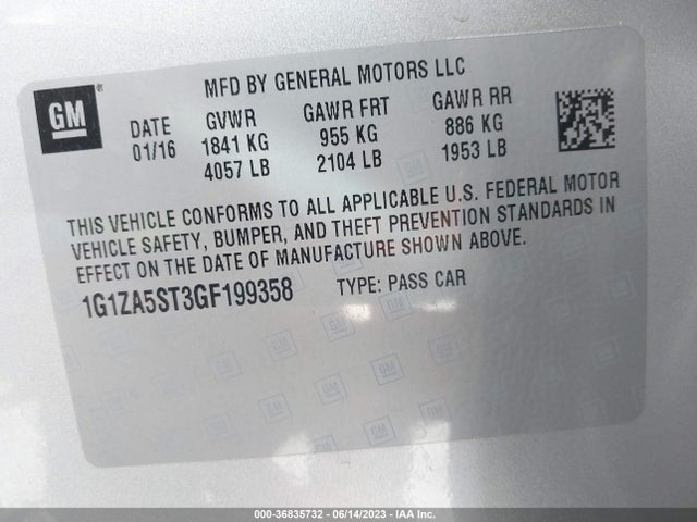 Chevrolet Malibu L 2016 1G1ZA5ST3GF199358 Image 9