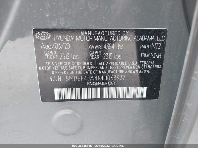 Hyundai SONATA SEL 2021 5NPEF4JA4MH063937 Image 9
