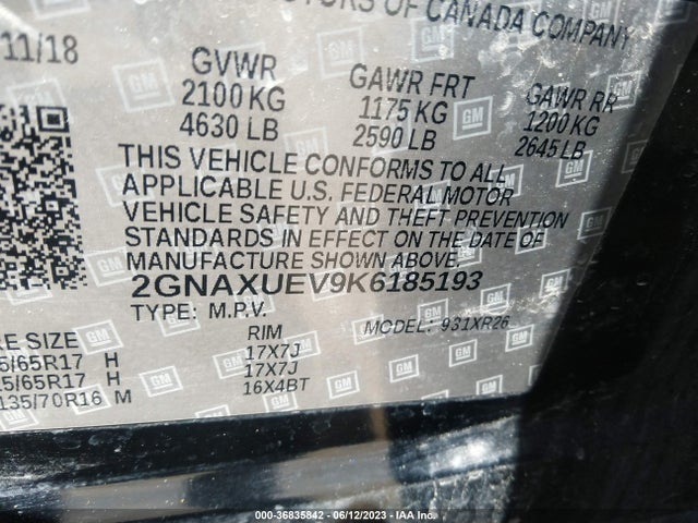 Chevrolet EQUINOX LT 2019 2GNAXUEV9K6185193 Image 15