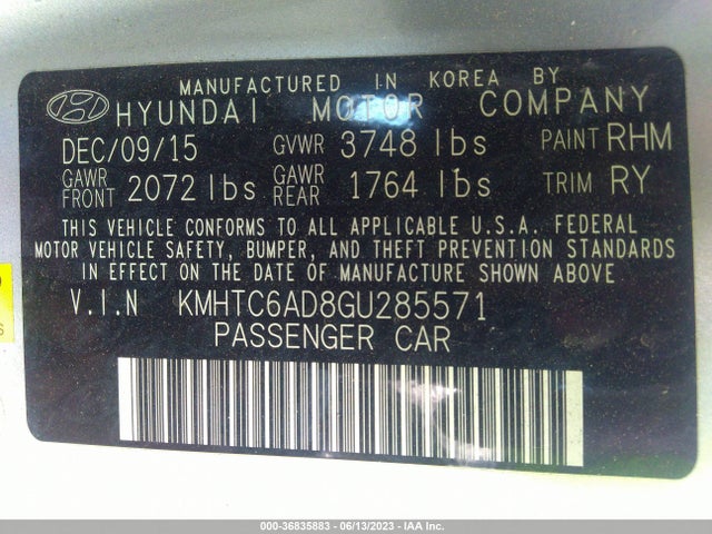 Hyundai VELOSTER 2016 KMHTC6AD8GU285571 Image 9