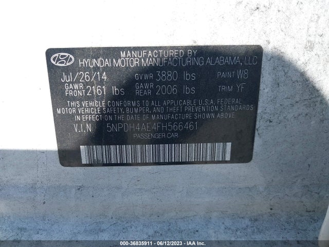 Hyundai ELANTRA SE 2015 5NPDH4AE4FH566461 Image 14