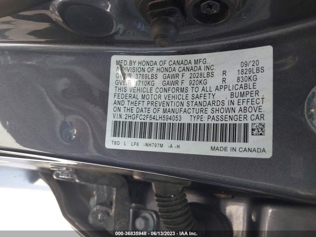 Honda Civic Sedan Lx 2020 2HGFC2F64LH594053 Image 9