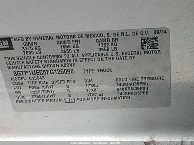 3GTP1UEC5FG126090 GMC Sierra 1500 Sle