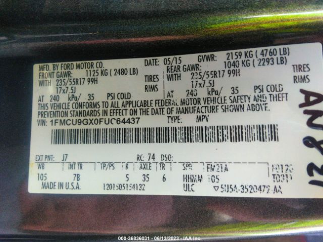 1FMCU9GX0FUC64437 Ford ESCAPE SE
