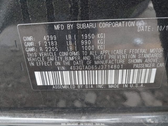 4S3GTAD65J3714801 Subaru Impreza Premium