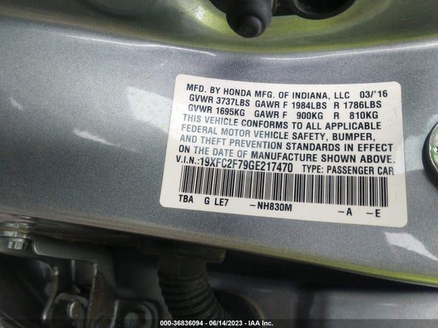 Honda CIVIC EX 2016 19XFC2F79GE217470 Image 9
