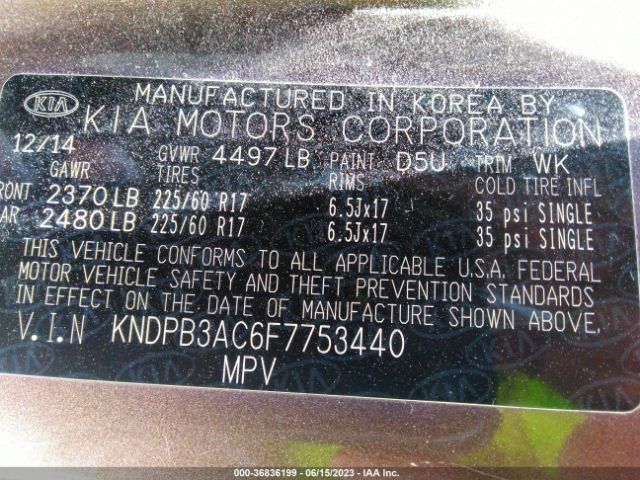 KNDPB3AC6F7753440 KIA Sportage Lx