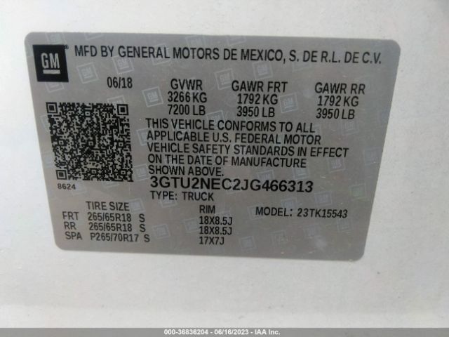 3GTU2NEC2JG466313 GMC Sierra 1500 Slt