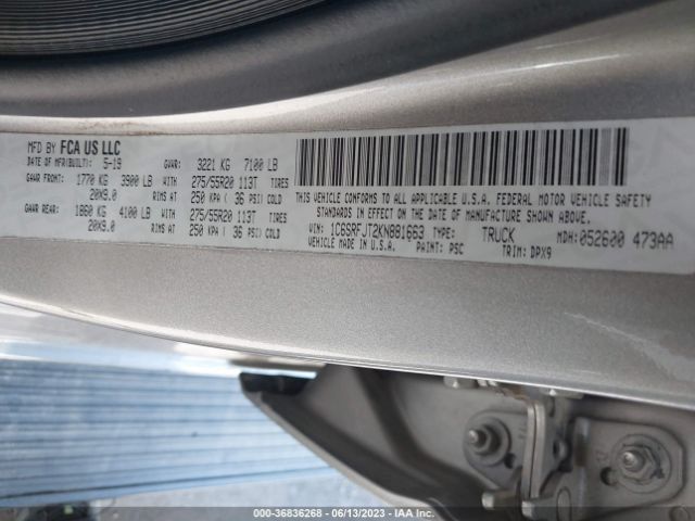 RAM 1500 Laramie 2019 1C6SRFJT2KN881663 Image 15