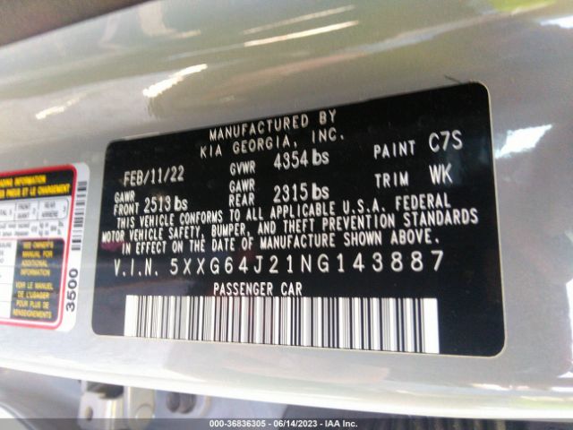 5XXG64J21NG143887 KIA K5 Gt-line