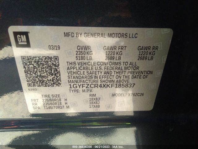 1GYFZCR4XKF185837 Cadillac Xt4 Fwd Premium Luxury