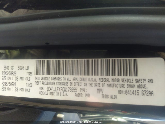 Продажа на аукционе авто 2012 Jeep Liberty Limited Jet, vin: 1C4PJLFK7CW179855, номер лота: 36836311