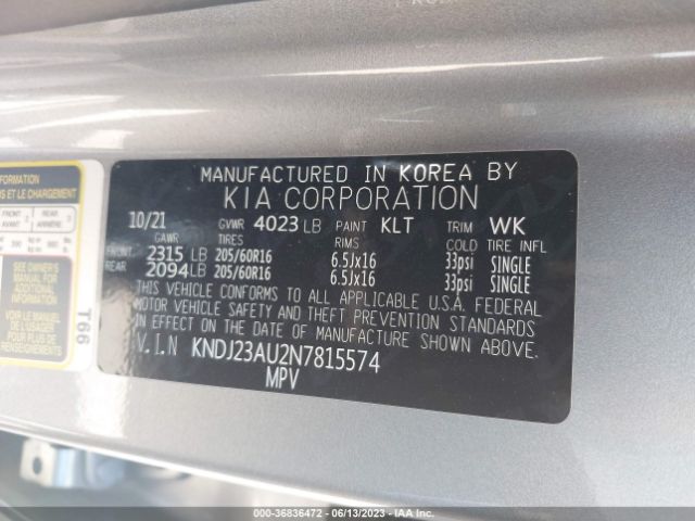 KNDJ23AU2N7815574 KIA SOUL LX
