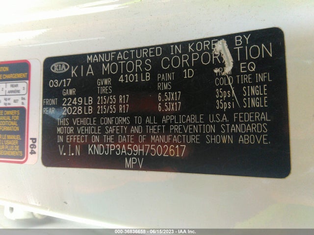 KIA SOUL + 2017 KNDJP3A59H7502617 Image 9