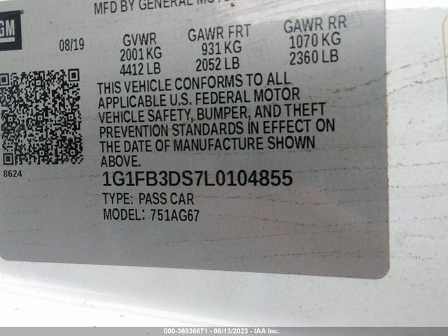 Chevrolet Camaro 1lt 2020 1G1FB3DS7L0104855 Image 15