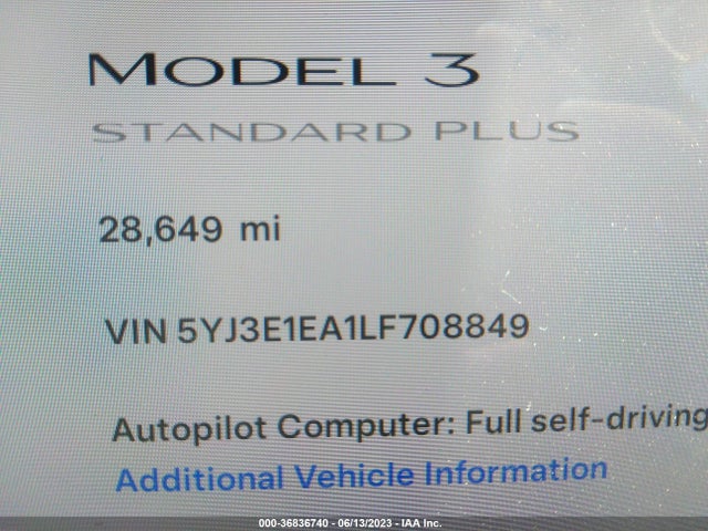 Tesla Model 3 Standard Range 2020 5YJ3E1EA1LF708849 Image 13