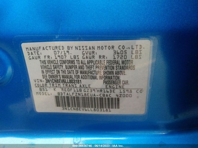 3N1CN8EV6LL803181 Nissan VERSA SV