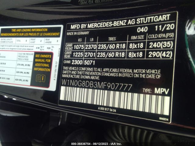 W1N0G8DB3MF907777 Mercedes-Benz Glc Glc 300