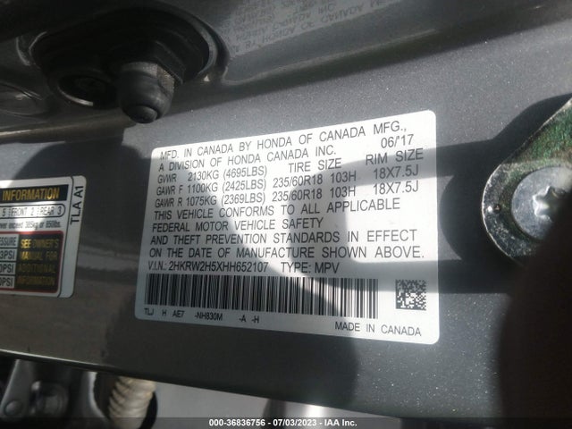 Honda CR-V EX 2017 2HKRW2H5XHH652107 Image 9