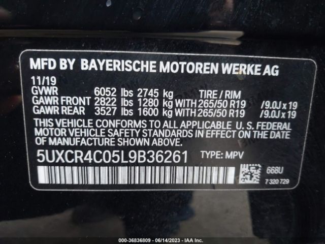 5UXCR4C05L9B36261 BMW X5 Sdrive40i