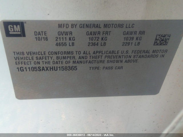 Chevrolet IMPALA LT 2017 1G1105SAXHU158365 Image 15