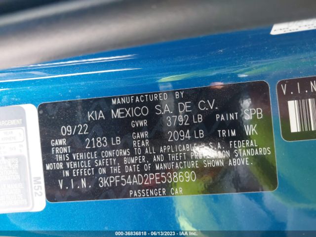 3KPF54AD2PE538690 KIA Forte Gt-line