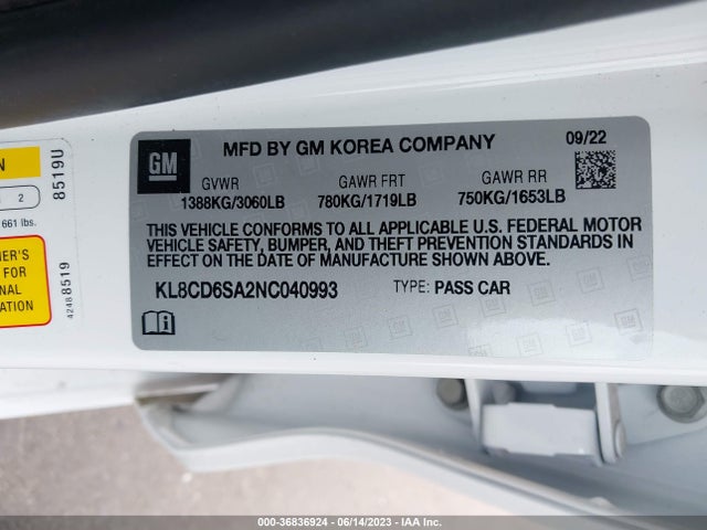 Chevrolet SPARK 1LT 2022 KL8CD6SA2NC040993 Image 15
