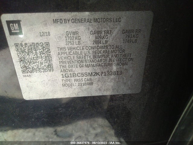 Chevrolet CRUZE LS 2019 1G1BC5SM2K7133813 Image 9