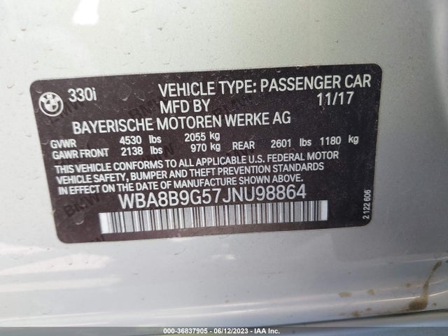 BMW 330I 2018 WBA8B9G57JNU98864 Image 9